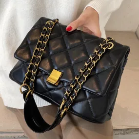 Lattice Square Crossbody bag 2021 Fashion New High quality PU Leather Women's Designer Handbag Lock Chain Shoulder Messenger Bag