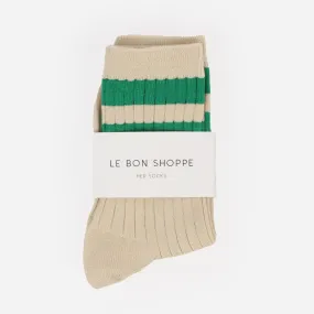 Le Bon Shoppe Her Varsity Socks Cream with Green