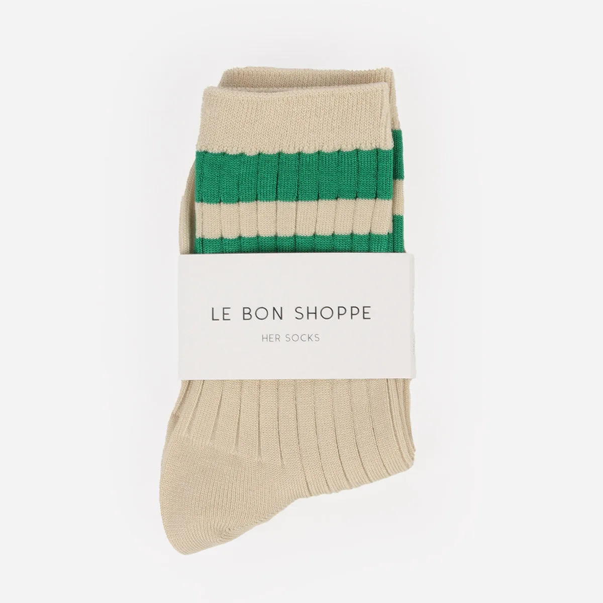 Le Bon Shoppe Her Varsity Socks Cream with Green