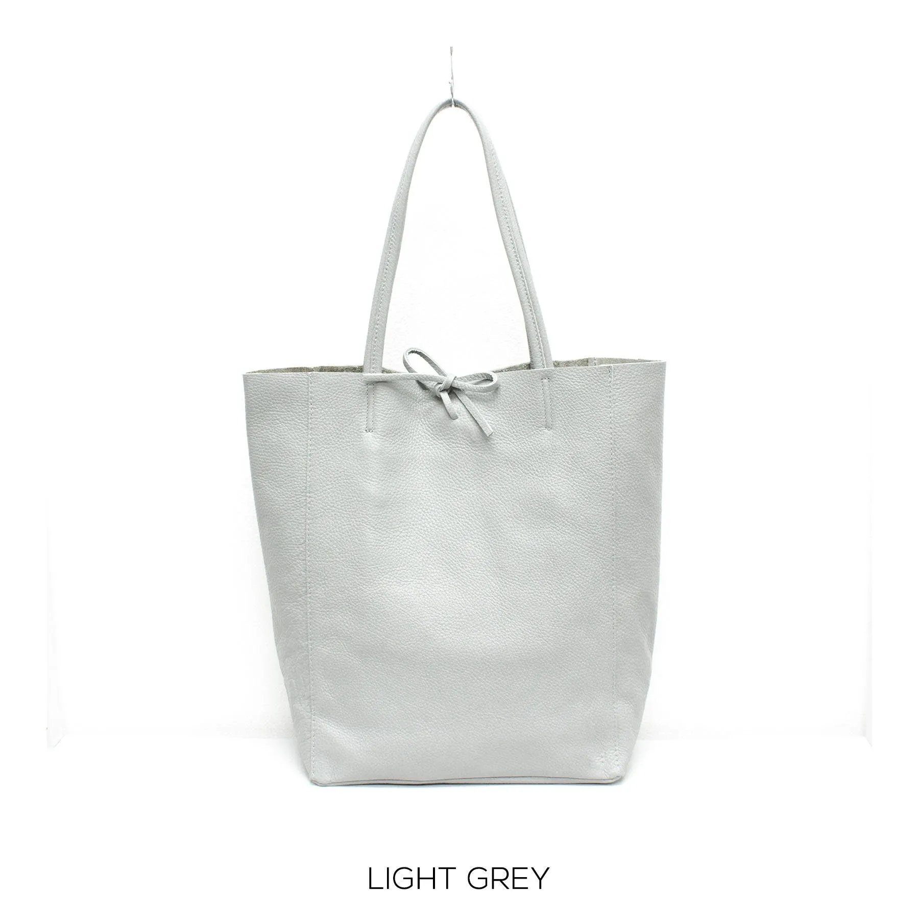 Light Grey Genuine Leather Shopper Bag Large Leather Tote Bag