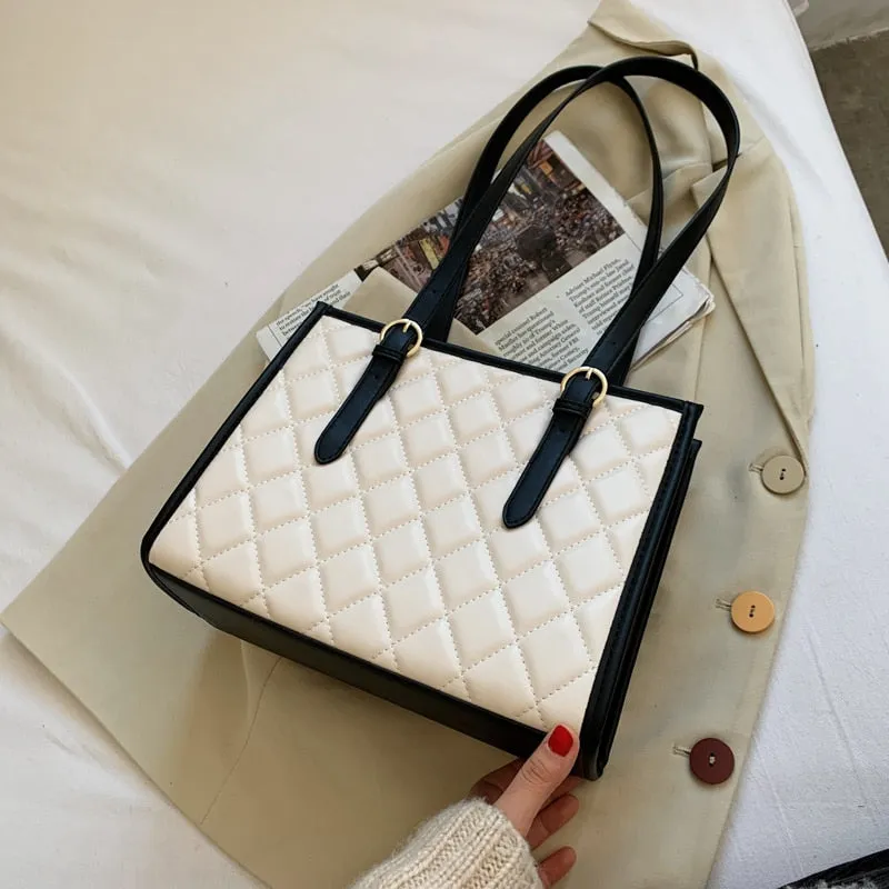 Luxury Brand Tote Bag 2021 Winter PU Leather Quilted Women's Designer Handbag Travel Shoulder Bag Travel Trending Hand Bag