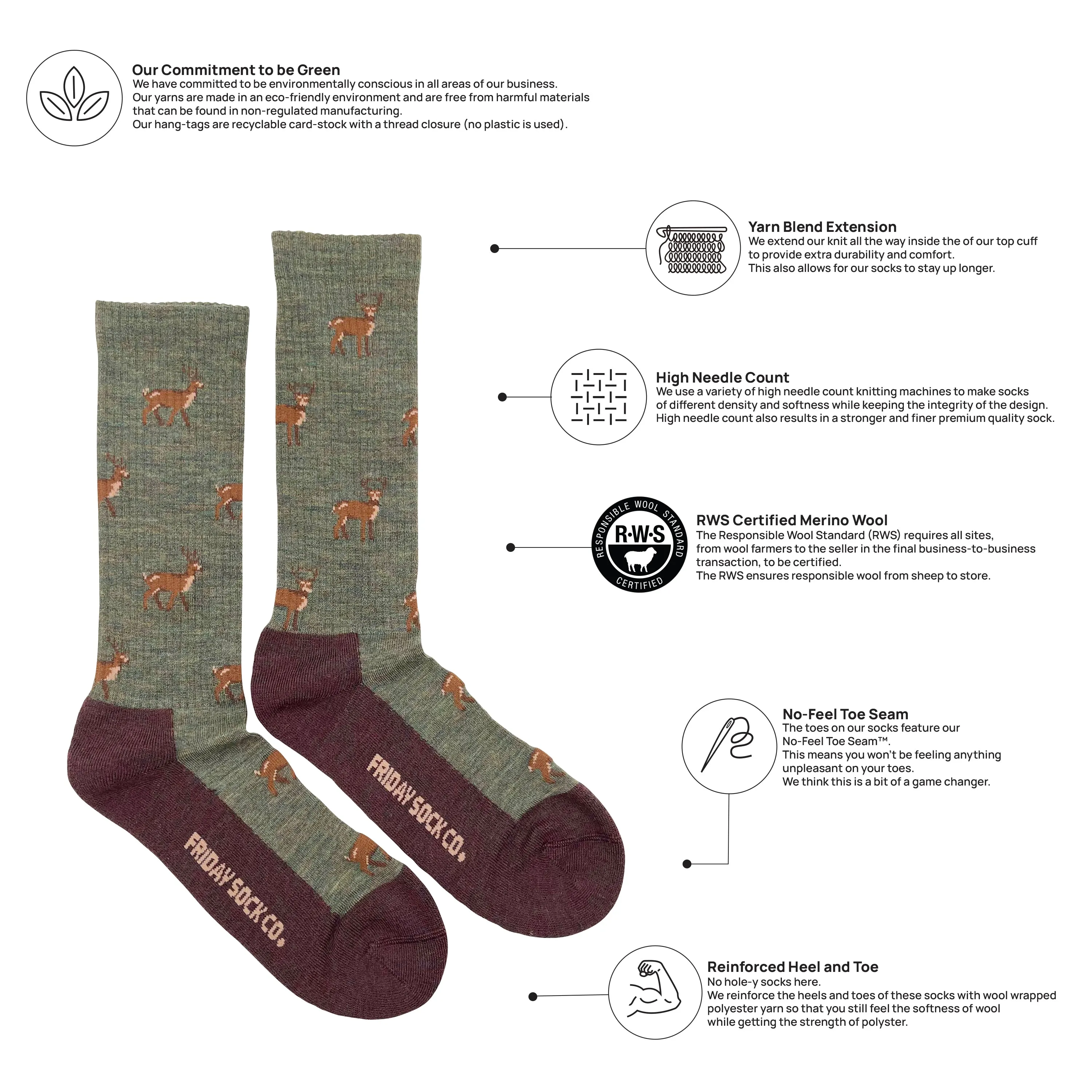 Men's Deer Merino Wool Socks