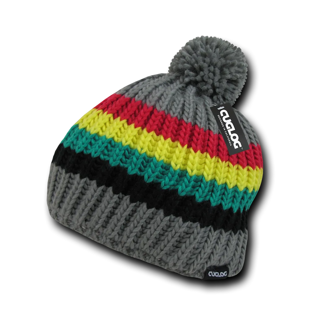 Mont Ventoux Beanie, Knit Cap, Cable Knit with Pom Pom - Cuglog K028