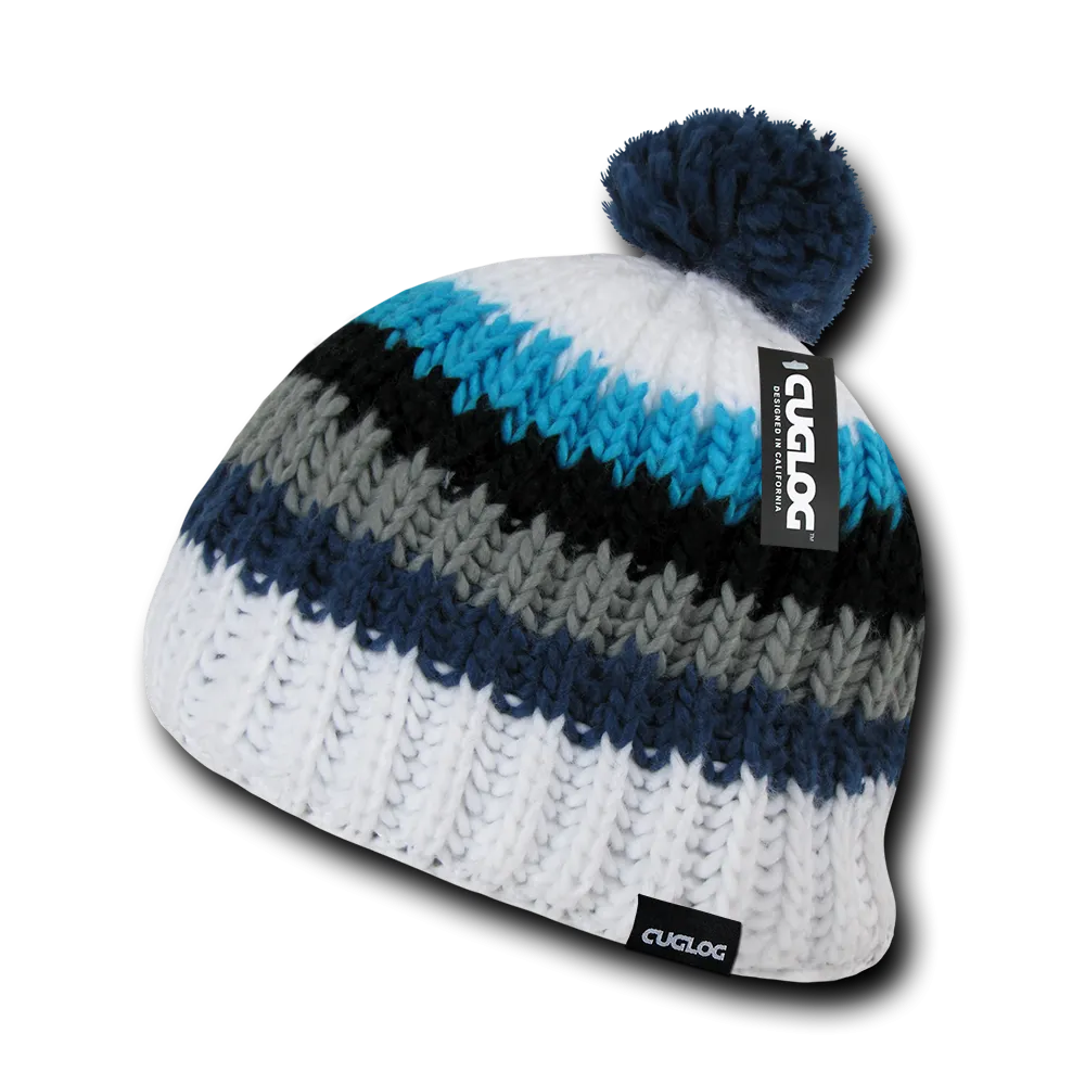 Mont Ventoux Beanie, Knit Cap, Cable Knit with Pom Pom - Cuglog K028