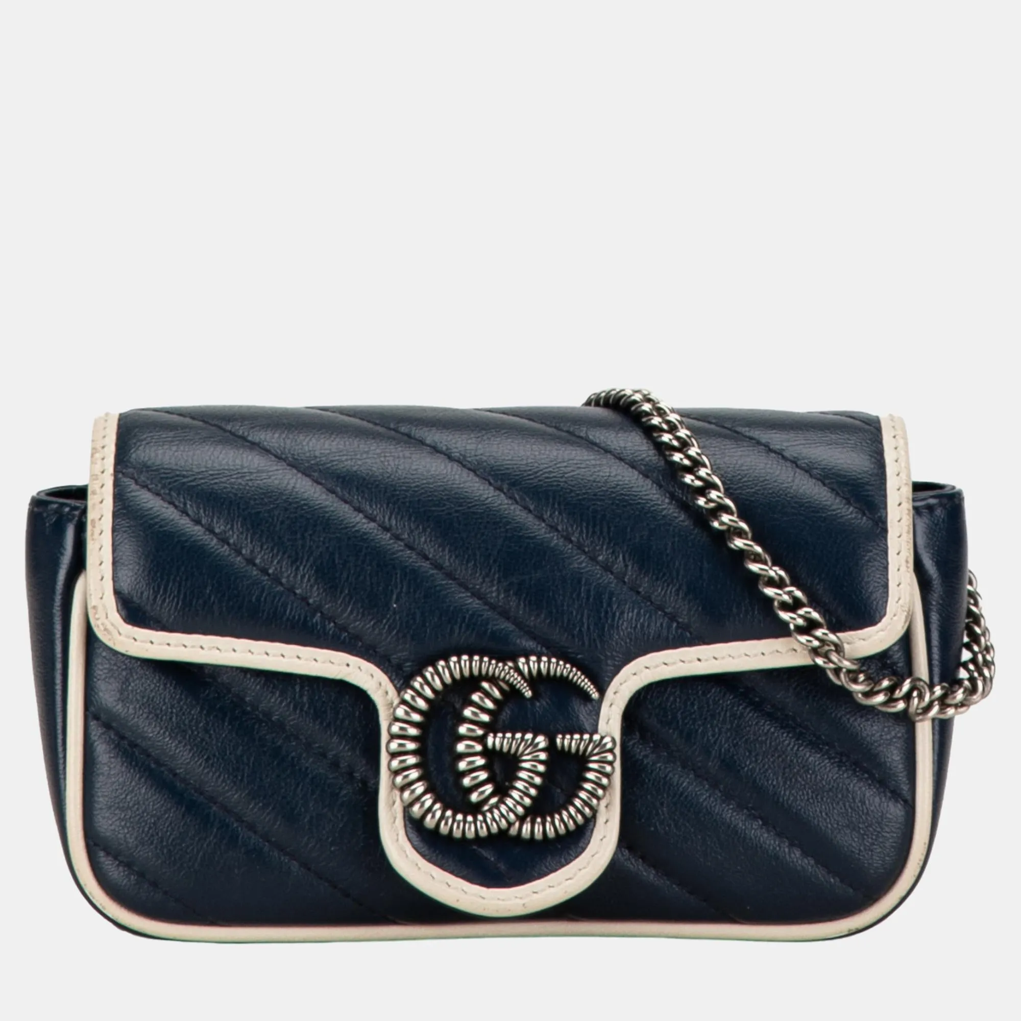 Navy Blue Mini GG Marmont Torchon Crossbody Bag