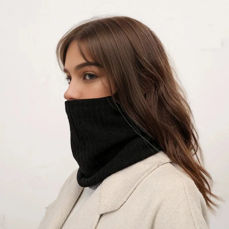 New Cashmere Knit Ring Solid Color Wool Comfort Neck Warmer Female Scarf