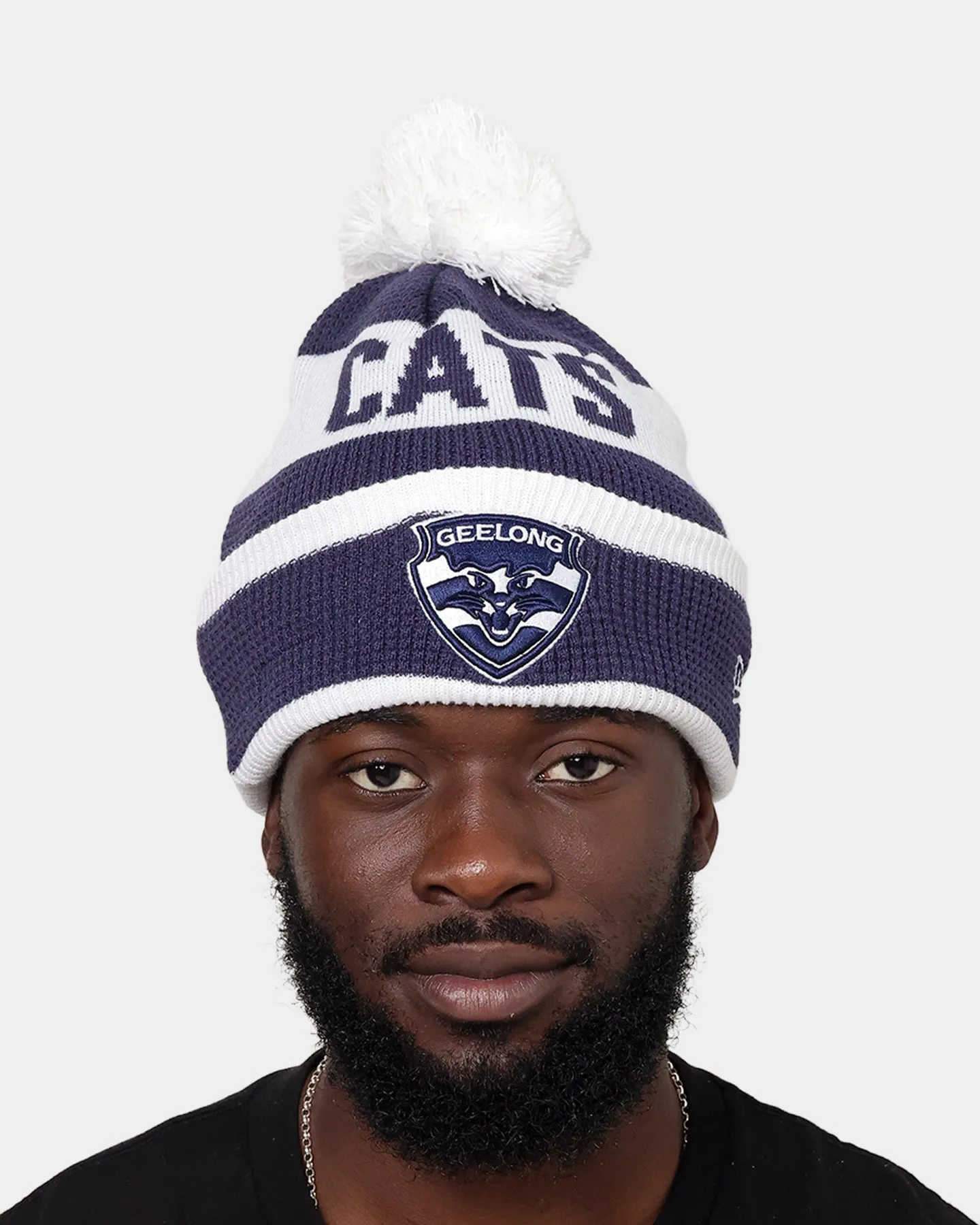 New Era Geelong Cats 'AFL 2022' Pom Waffle Knit Beanie Navy