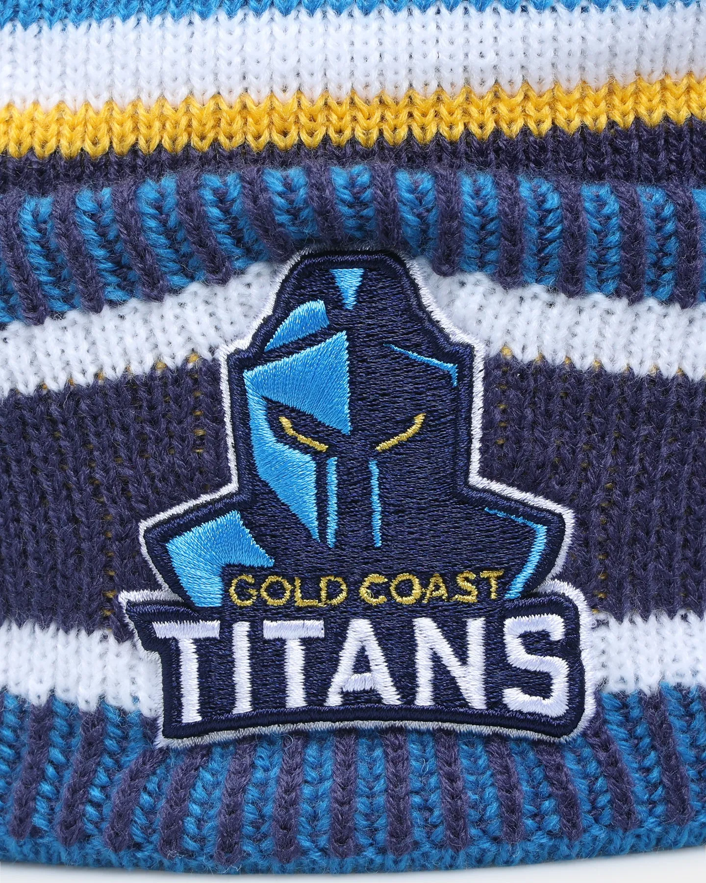 New Era Gold Coast Titans NRL Kick Off 2022 Pom Wordmark Beanie Medium Blue