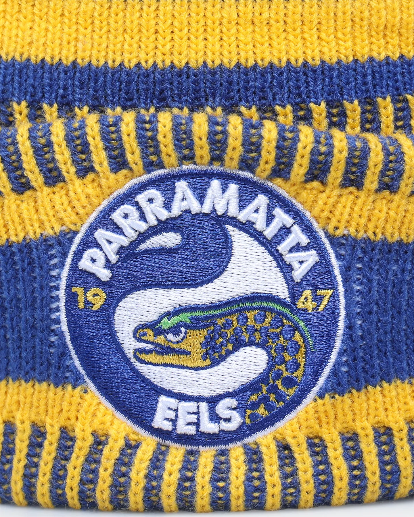 New Era Parramatta Eels NRL Kick Off 2022 Pom Wordmark Beanie Blue