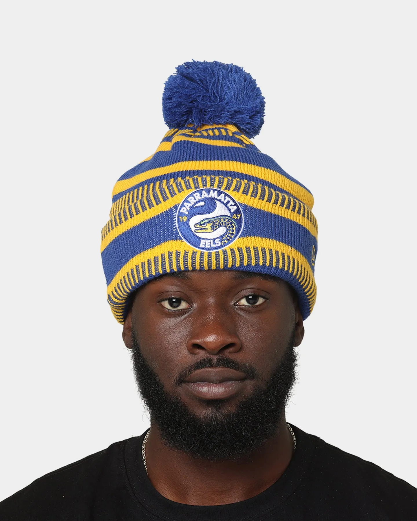 New Era Parramatta Eels NRL Kick Off 2022 Pom Wordmark Beanie Blue