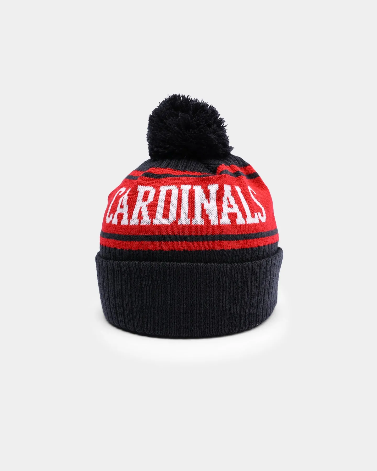 New Era St. Louis Cardinals Team Stripe Script Pom Beanie Team