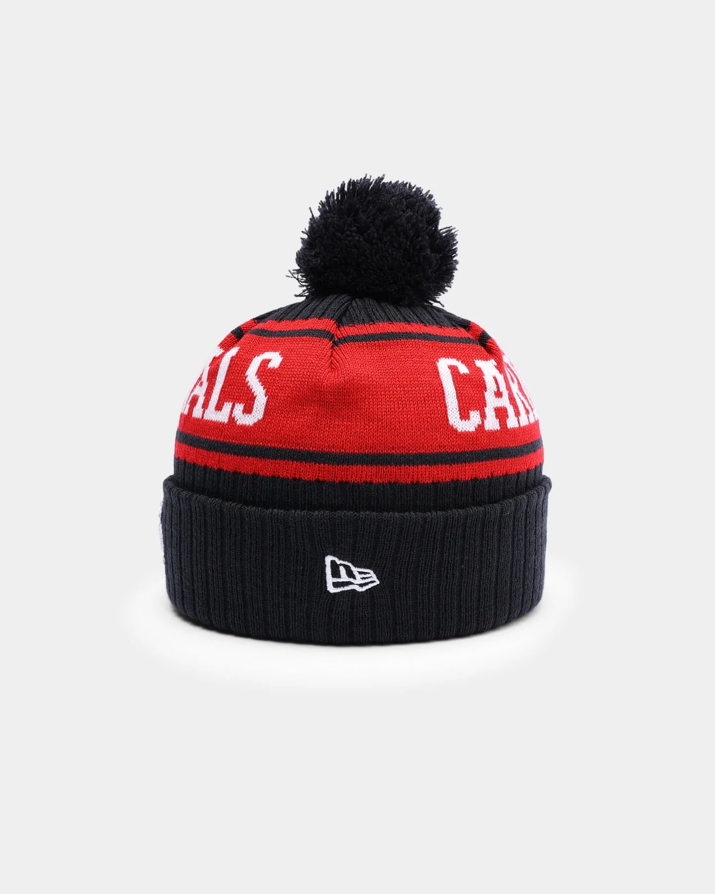 New Era St. Louis Cardinals Team Stripe Script Pom Beanie Team