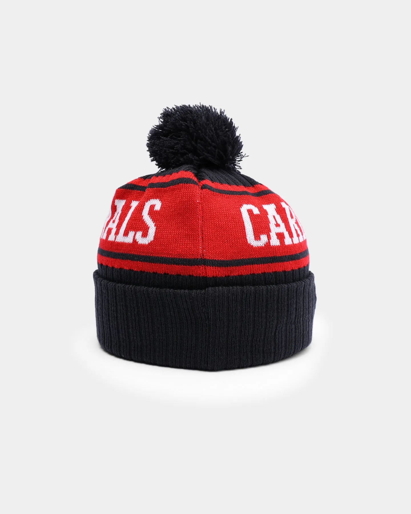 New Era St. Louis Cardinals Team Stripe Script Pom Beanie Team