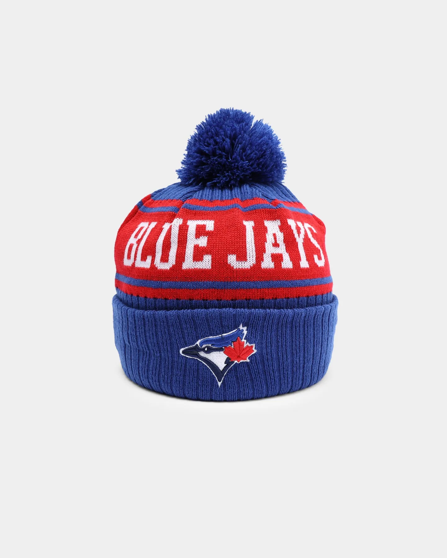 New Era Toronto Blue Jays Team Stripe Script Pom Beanie Team