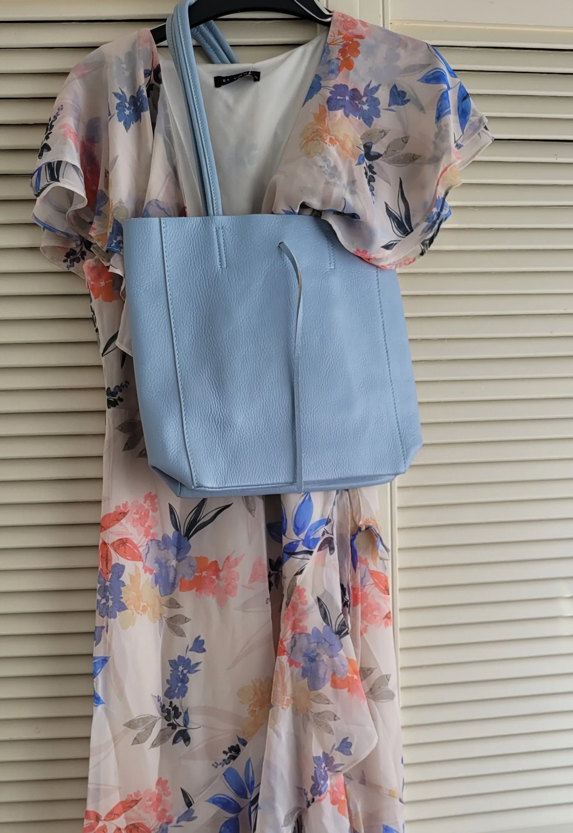 Pale Blue Genuine Leather Shopper Bag Medium Leather Tote Bag