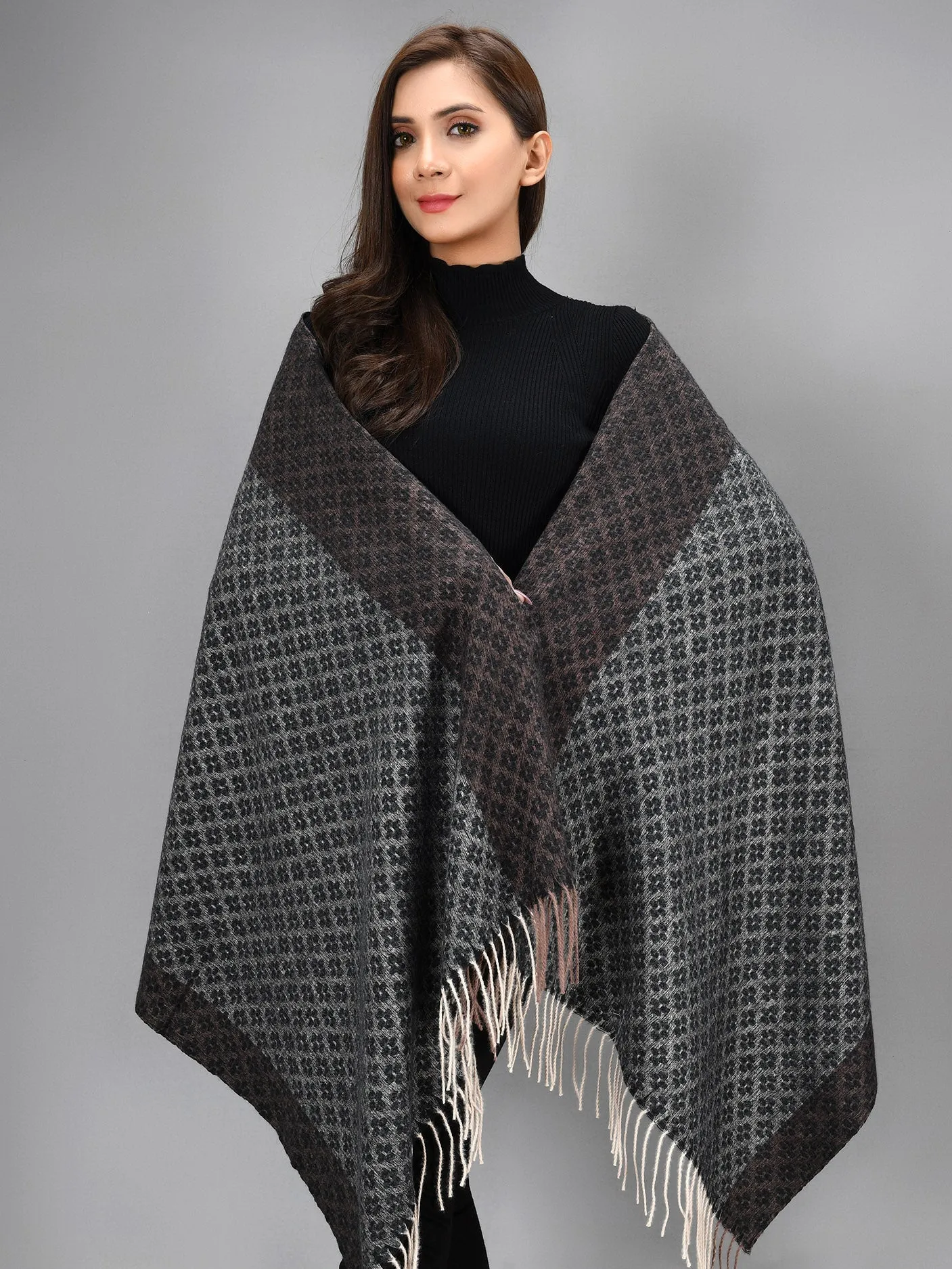 Patterened Shawl-Black