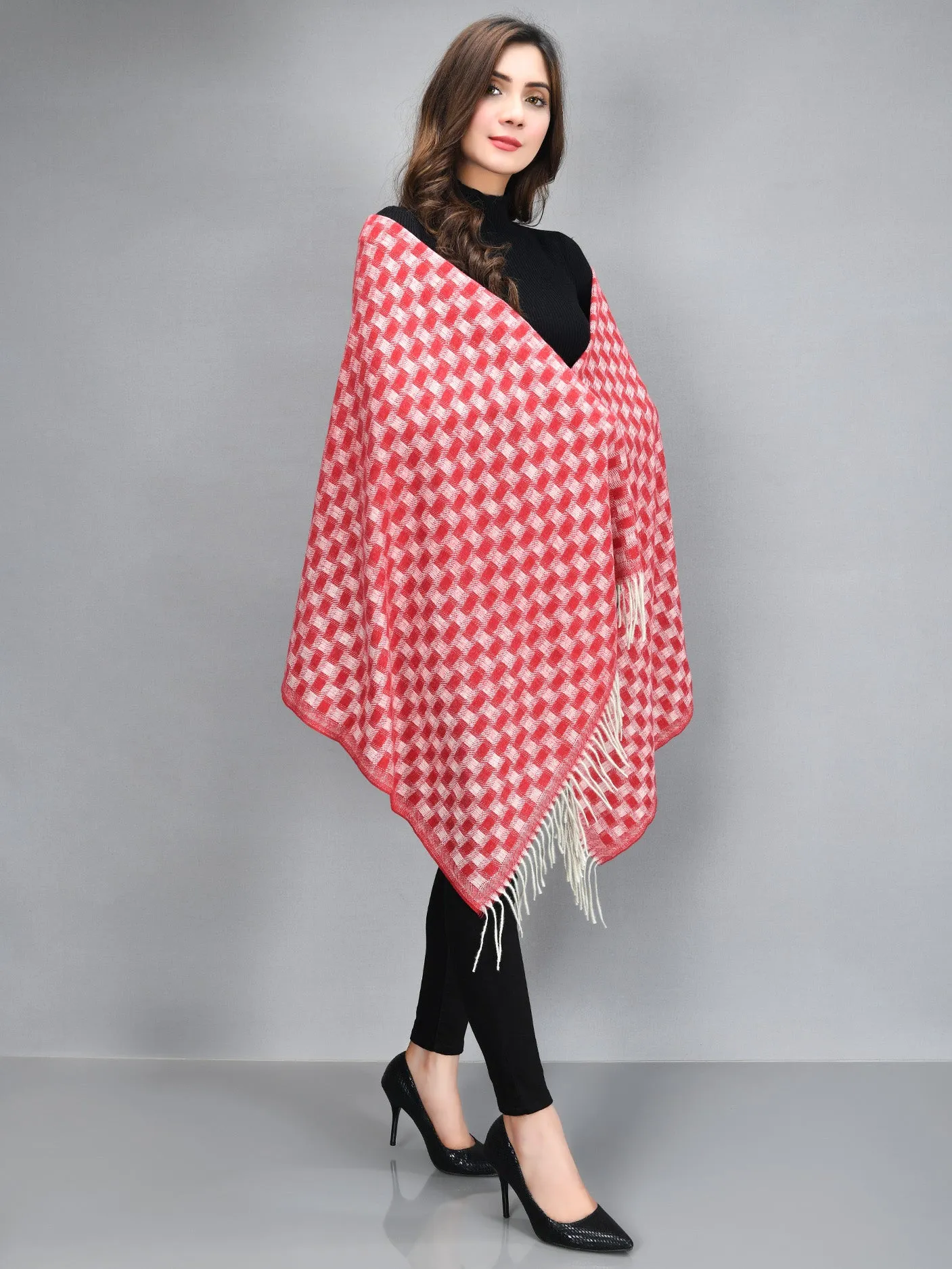 Patterened Shawl-Red