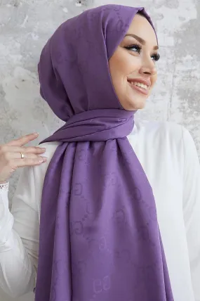 Patterned Cotton Hijab Scarf Shawl- Lilac Purple