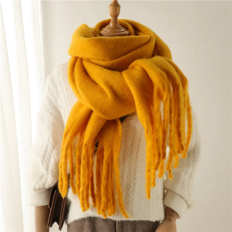 Plain Tassel Wool Scarf