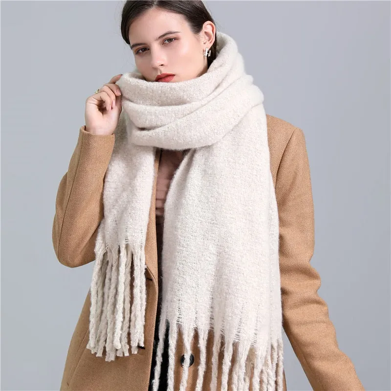 Plain Tassel Wool Scarf