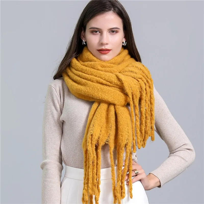 Plain Tassel Wool Scarf