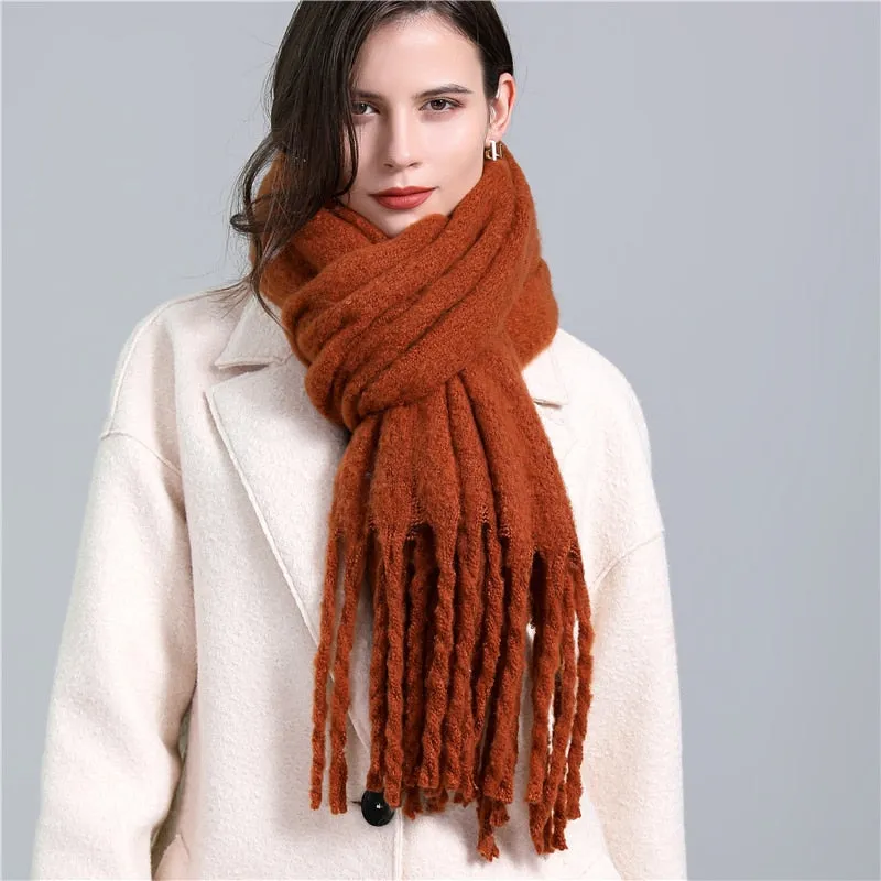 Plain Tassel Wool Scarf