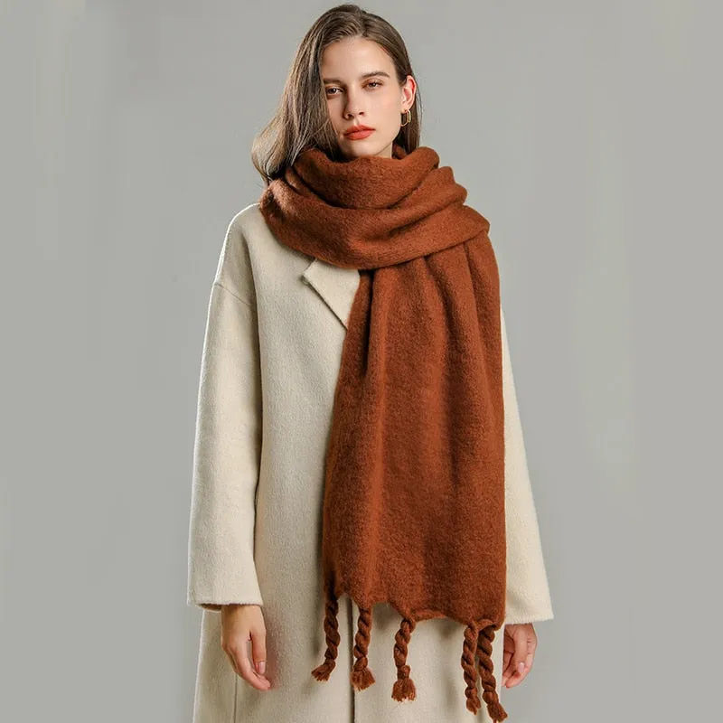 Plain Tassel Wool Scarf