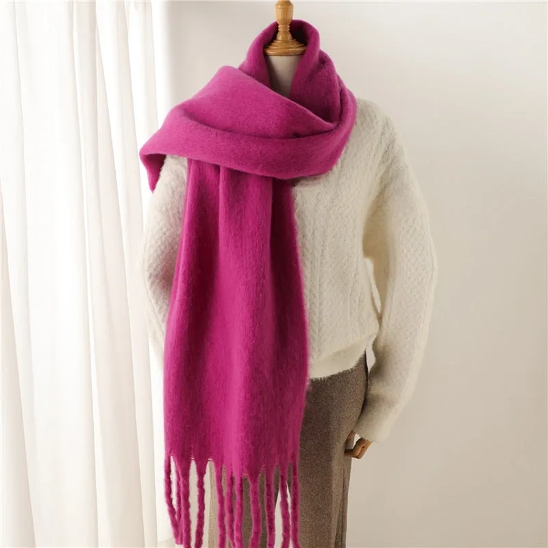 Plain Tassel Wool Scarf