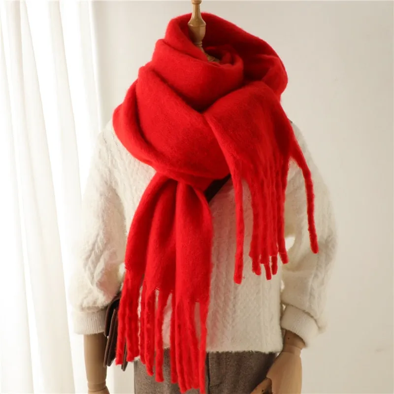 Plain Tassel Wool Scarf