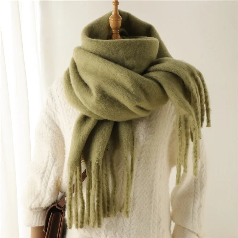 Plain Tassel Wool Scarf