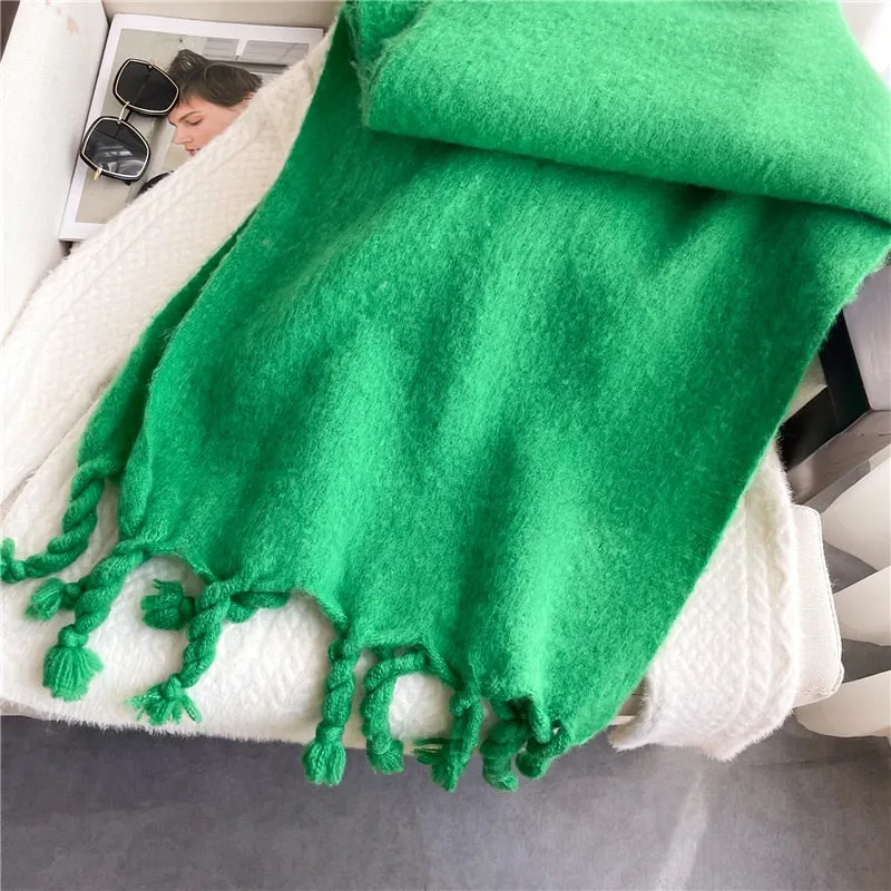 Plain Tassel Wool Scarf