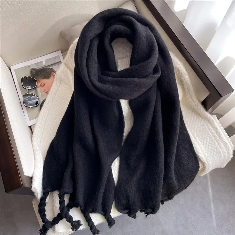 Plain Tassel Wool Scarf