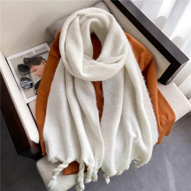 Plain Tassel Wool Scarf