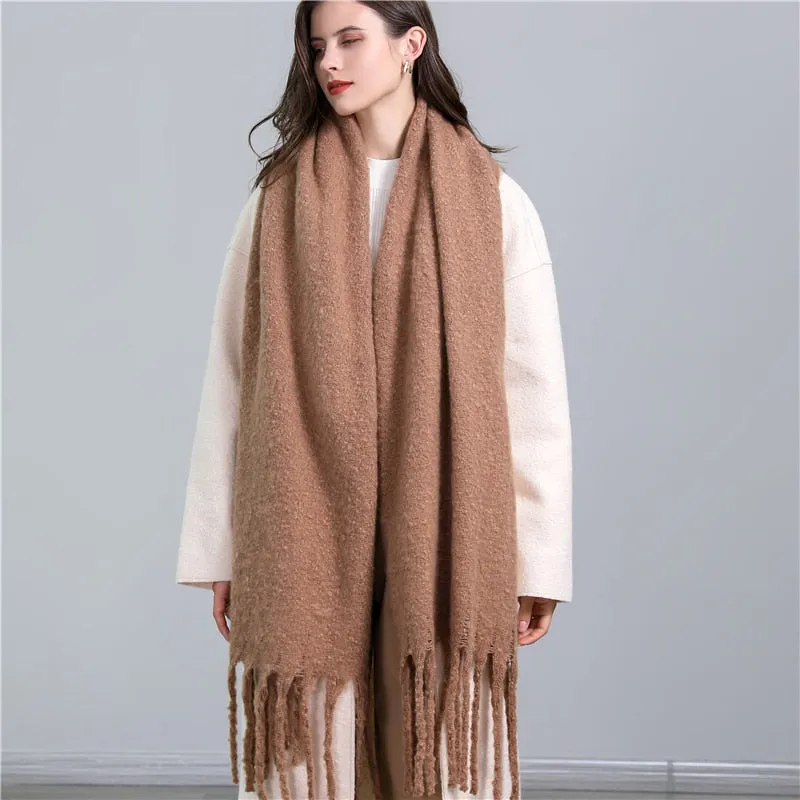 Plain Tassel Wool Scarf