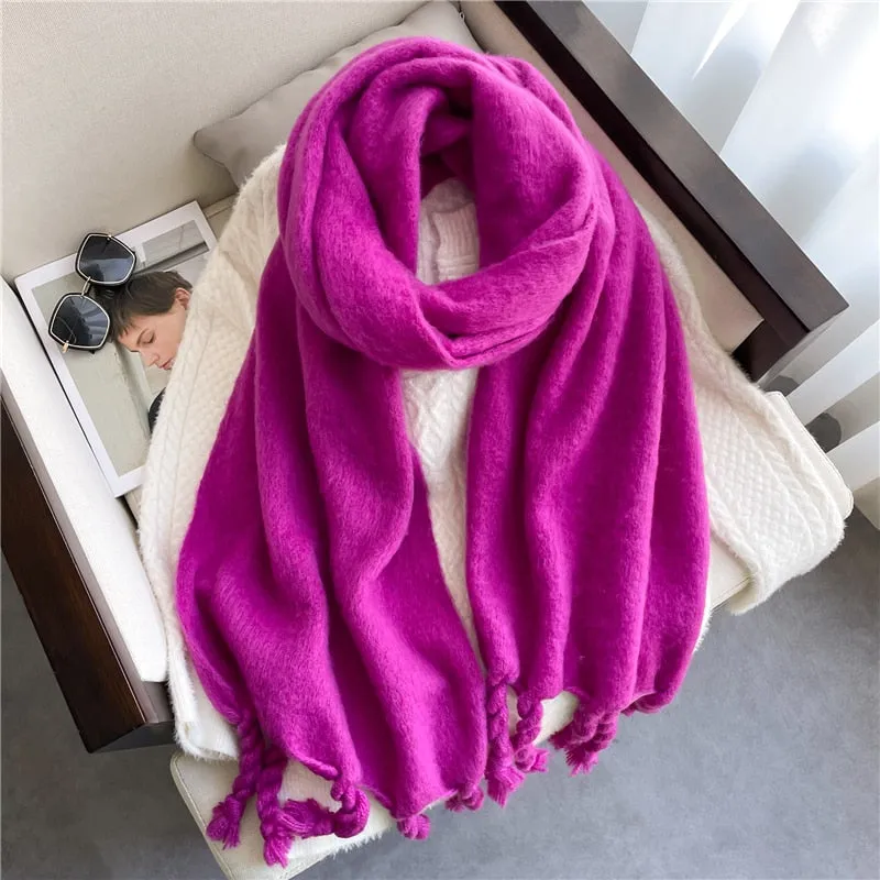 Plain Tassel Wool Scarf