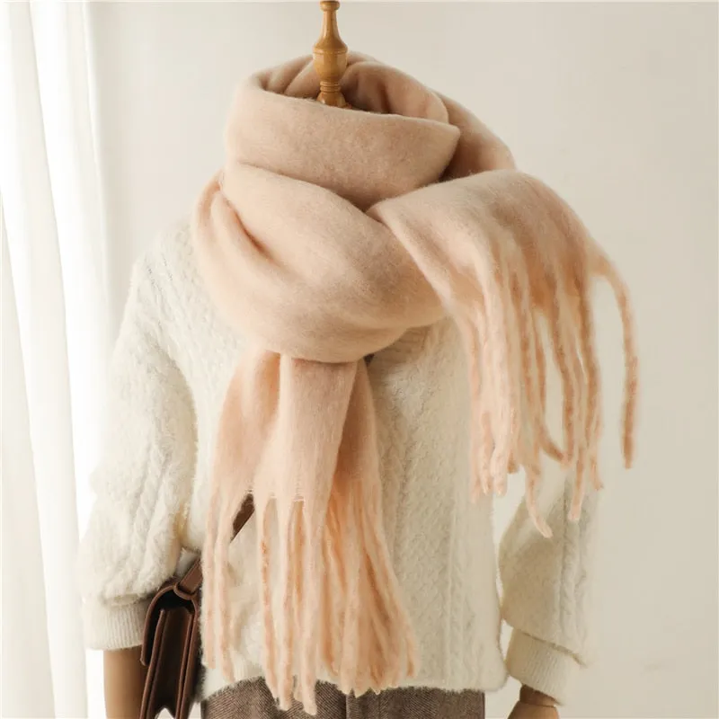 Plain Tassel Wool Scarf