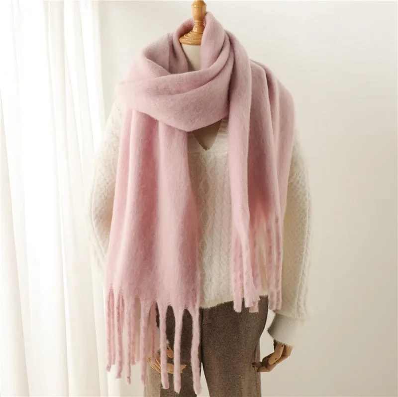 Plain Tassel Wool Scarf