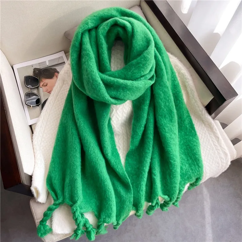 Plain Tassel Wool Scarf