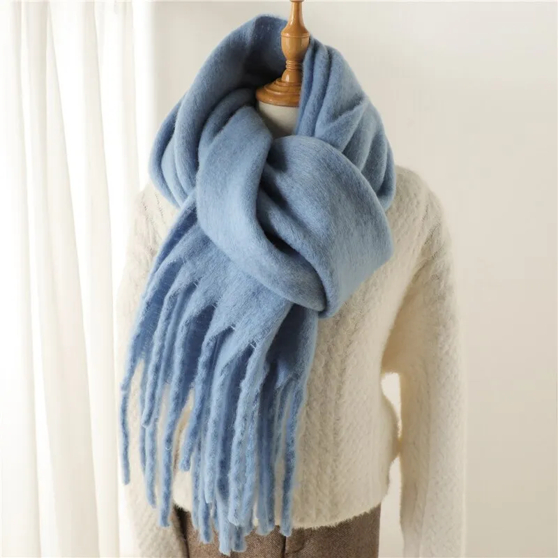 Plain Tassel Wool Scarf