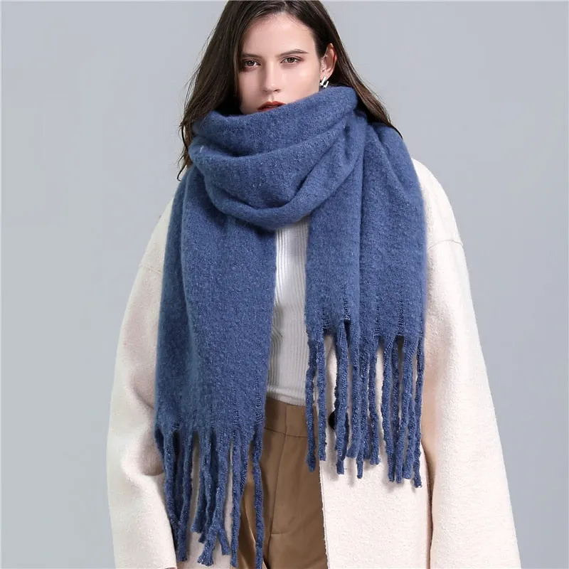 Plain Tassel Wool Scarf