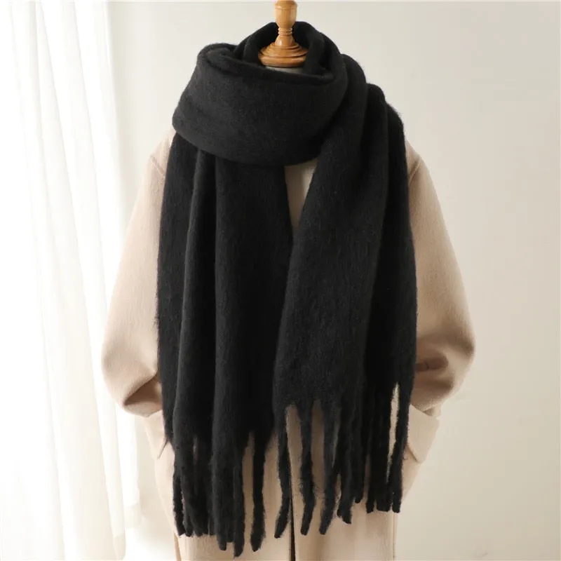 Plain Tassel Wool Scarf