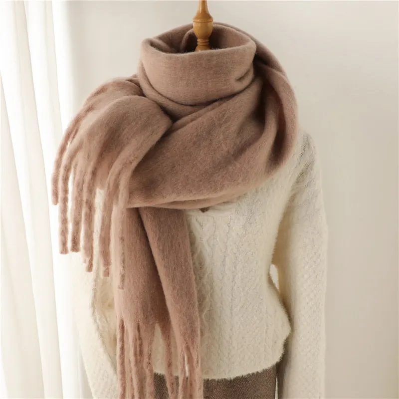 Plain Tassel Wool Scarf