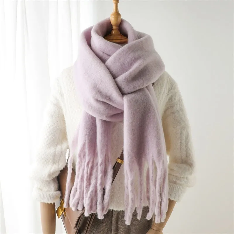 Plain Tassel Wool Scarf