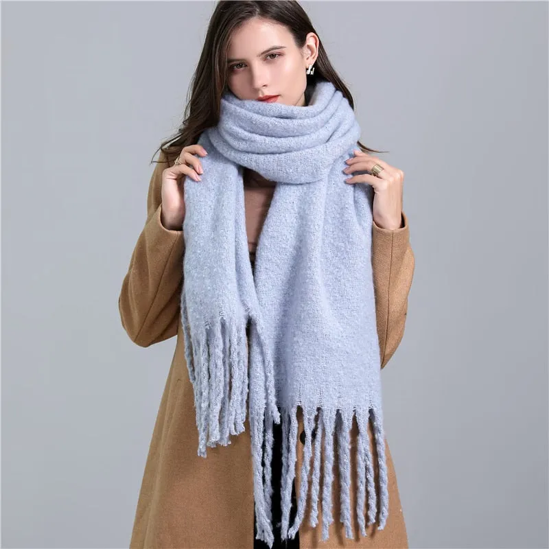 Plain Tassel Wool Scarf