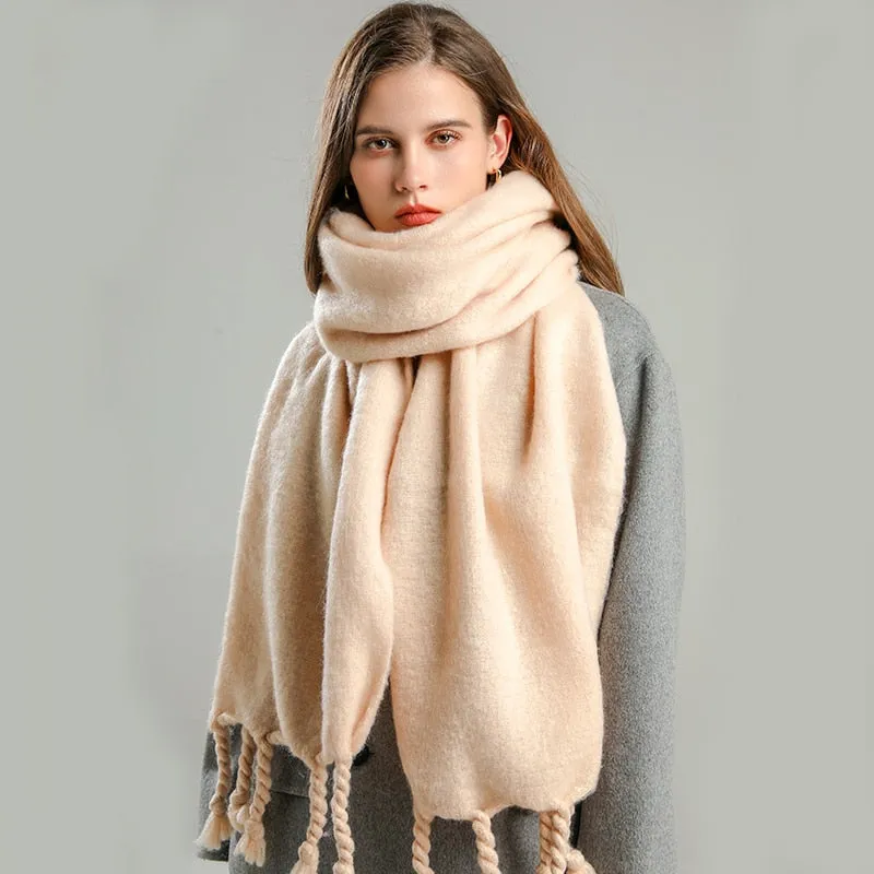 Plain Tassel Wool Scarf