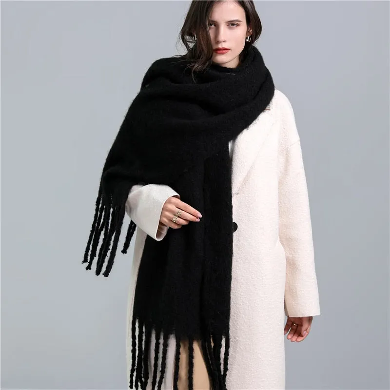 Plain Tassel Wool Scarf