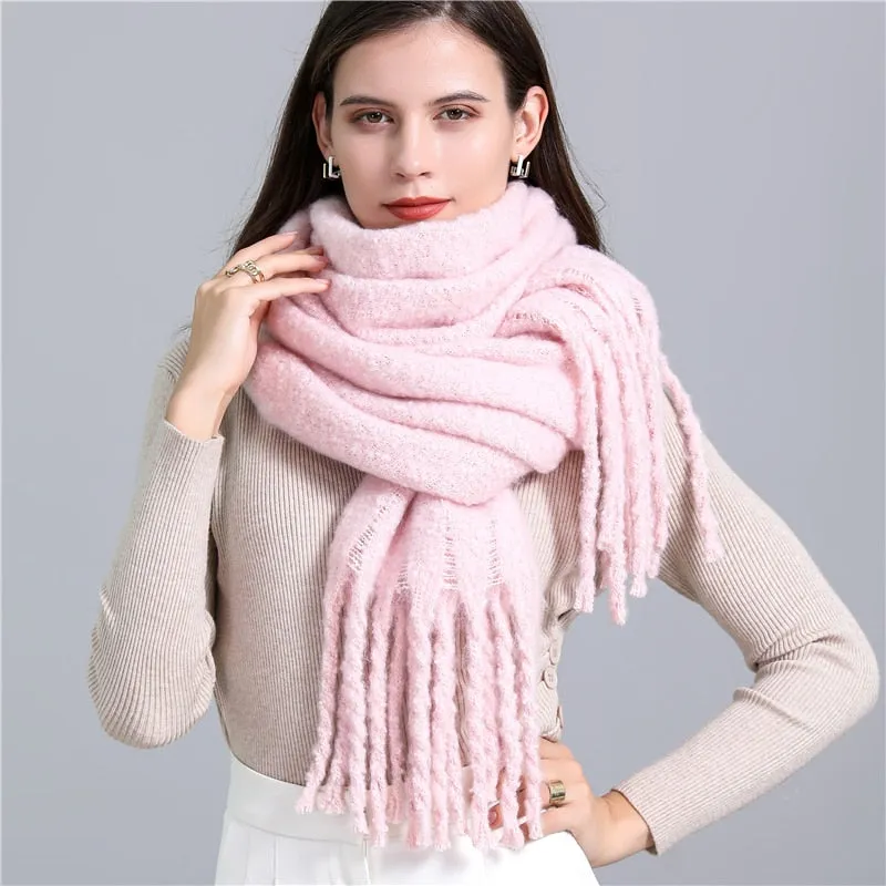 Plain Tassel Wool Scarf