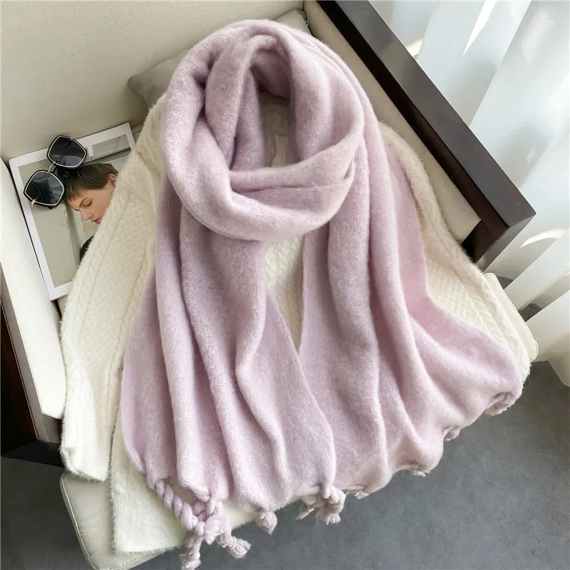 Plain Tassel Wool Scarf