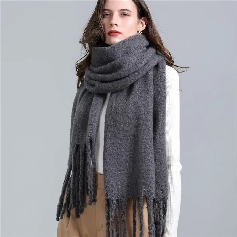 Plain Tassel Wool Scarf