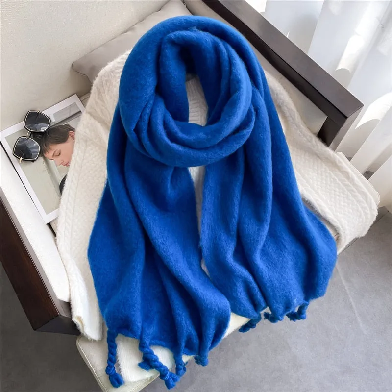 Plain Tassel Wool Scarf